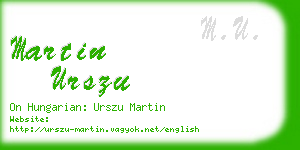 martin urszu business card